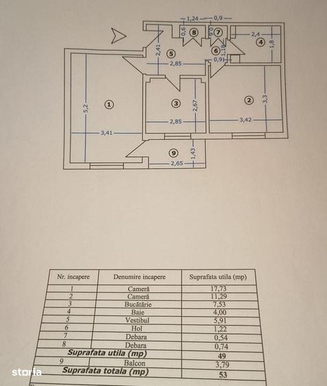 Apartament cu 2 camere decomandat în Rahova