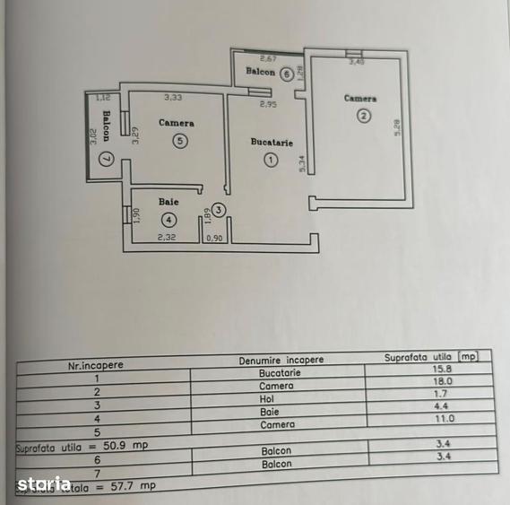 Apartament cu 3 camere decomandat în Girocului