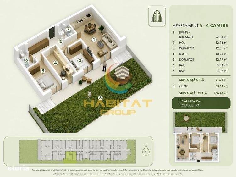 Vanzare Apartament 4 camere 81 mp | curte 85 mp - Popesti Leordeni | M - 1