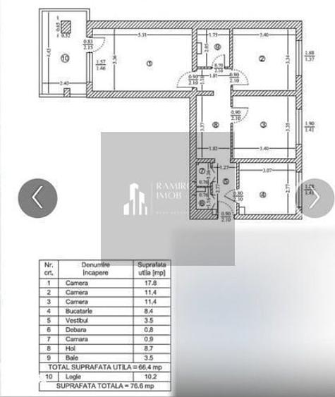 Apartament 3 camere renovat | Centrala proprie | Mega Mall | Et 3 - 9