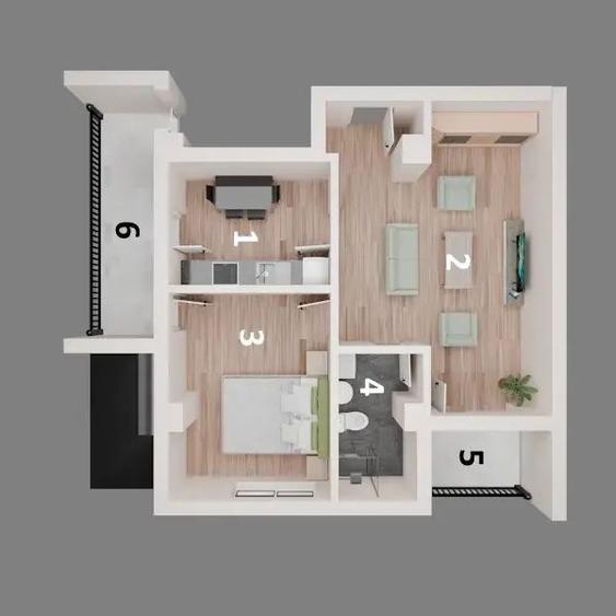 Apartament cu 2 camere decomandat în Central