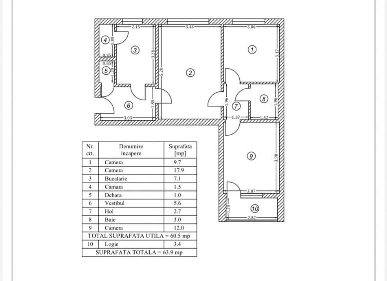 Apartament cu 3 camere semidecomandat în Drumul Taberei