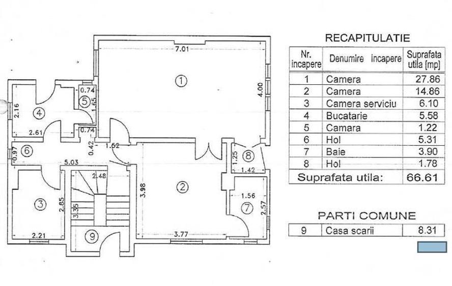 Casă cu 2 camere decomandat cu Teren 66 Mp în Dorobanți