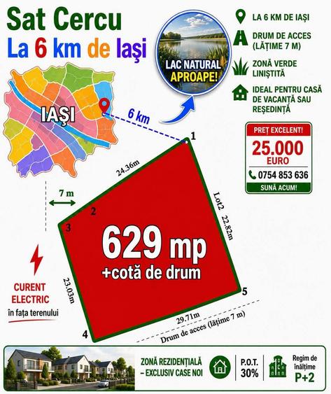 Teren Construcții intravilan de 629 mp, în Bucium