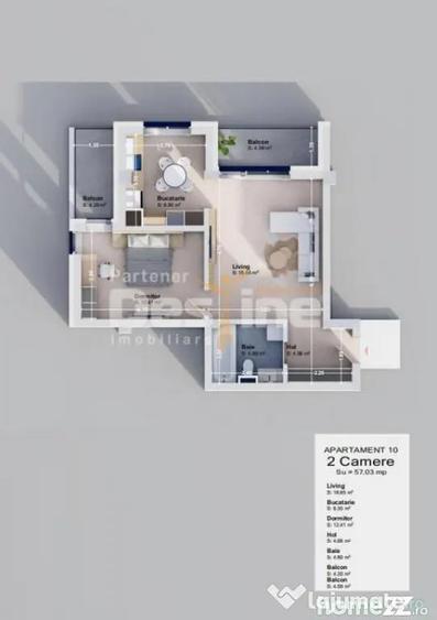 Apartament cu 2 camere semidecomandat în Valea Lupului