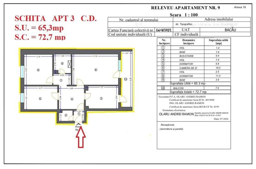 Apartament cu 3 camere decomandat în Mioriței