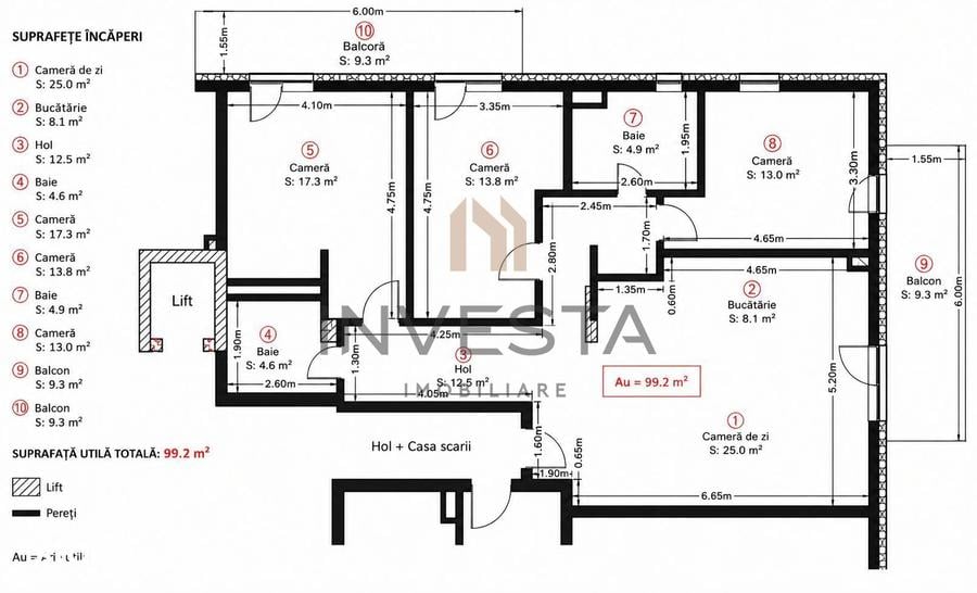 Apartament cu 4 camere semidecomandat, mobilat în Borhanci