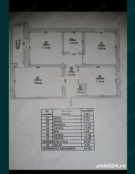 Apartament cu 3 camere în Central