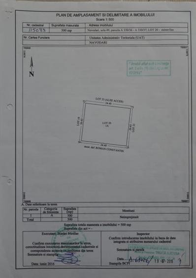 Teren Construcții extravilan de 500 mp, în Exterior Est
