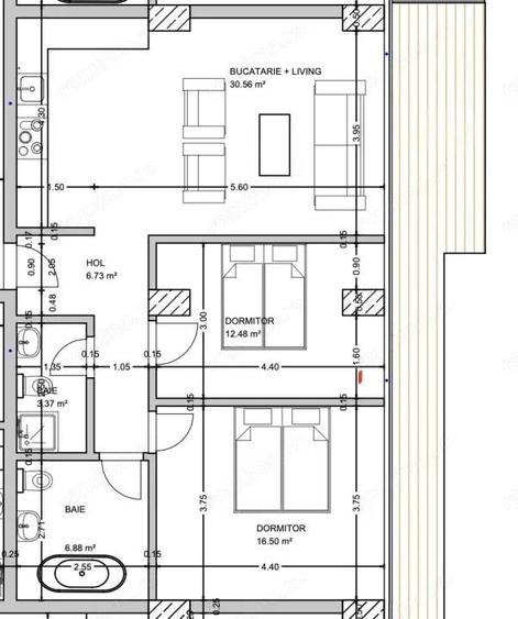 Apartament cu 3 camere decomandat în Central