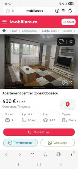 Apartament cu 2 camere decomandat în Odobescu