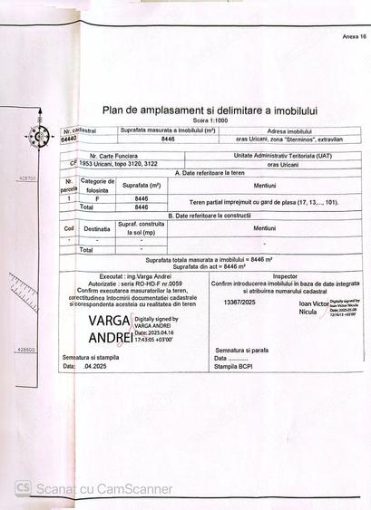Teren de 8446 mp, în Uric
