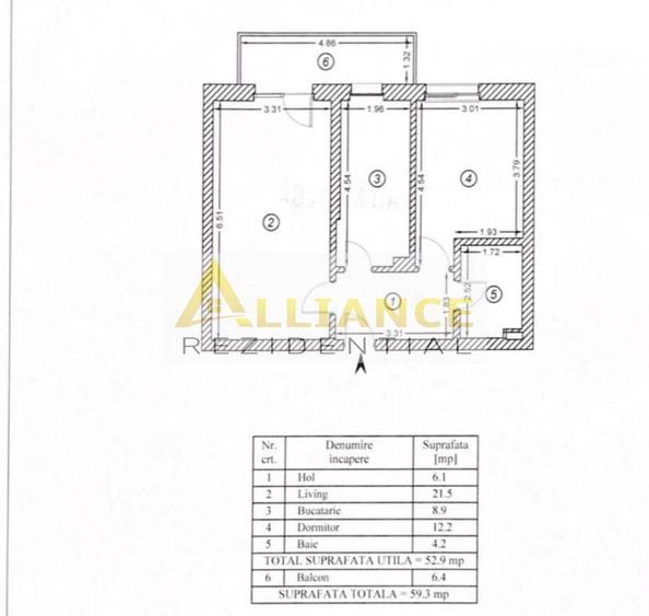 Apartament cu 2 camere în 1 Mai