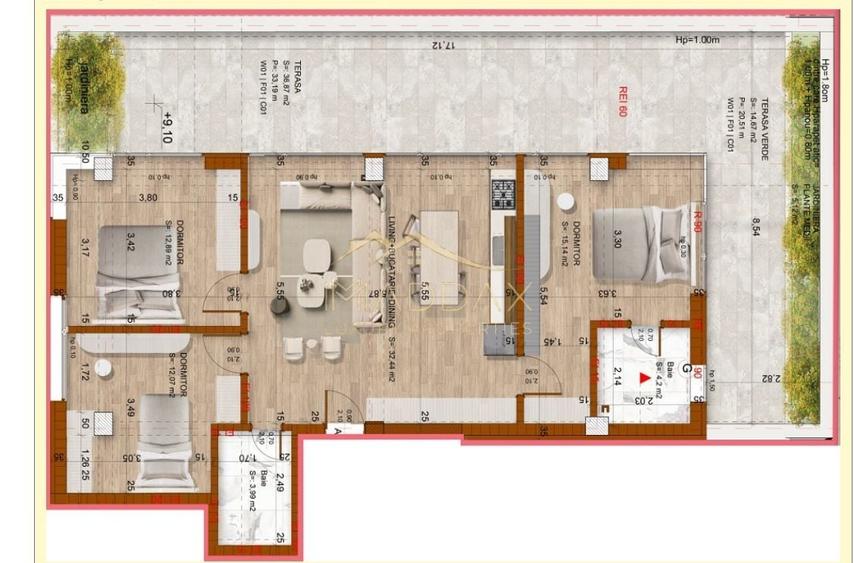 Apartament 4 Camere**TERASA 57 MP**Bloc boutique***NOU// DOMENII - 34