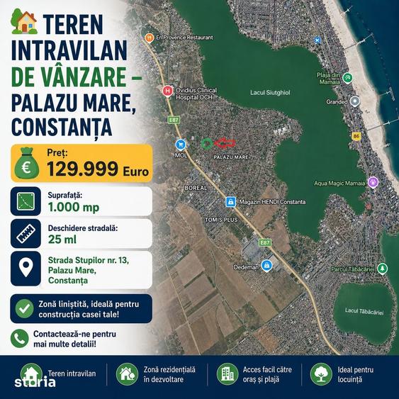 Teren de 1000 mp, în Palazu Mare