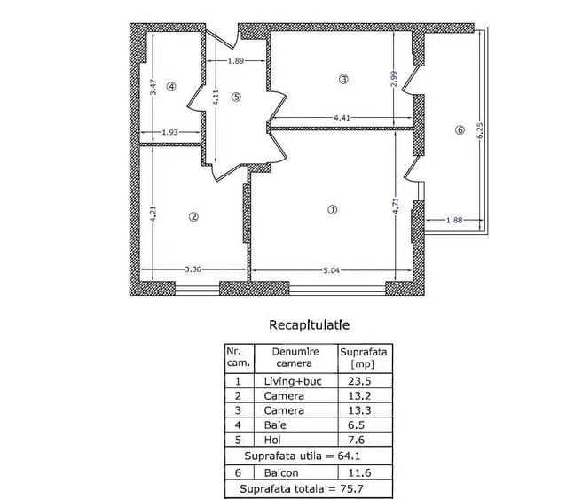 Apartament cu 3 camere în Buftea
