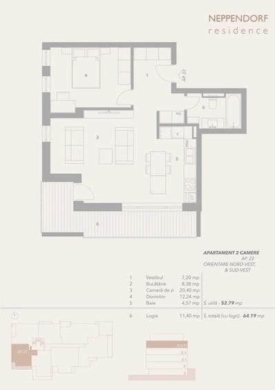 Apartament cu 2 camere semidecomandat în Turnișor