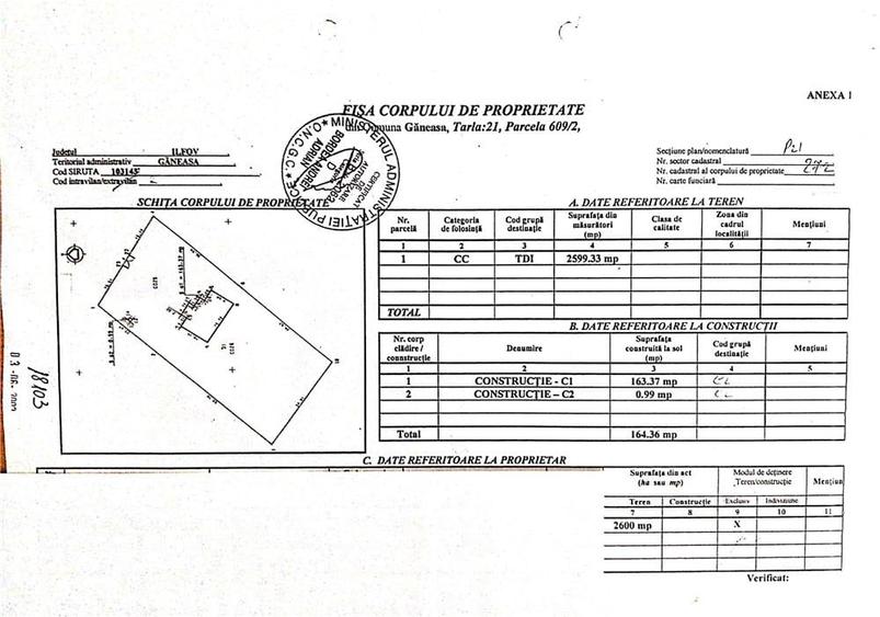 Teren de 2600 mp, în Găneasa