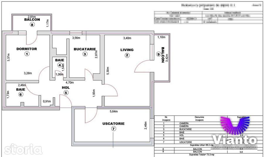 Apartament cu 3 camere decomandat, mobilat în Turnișor