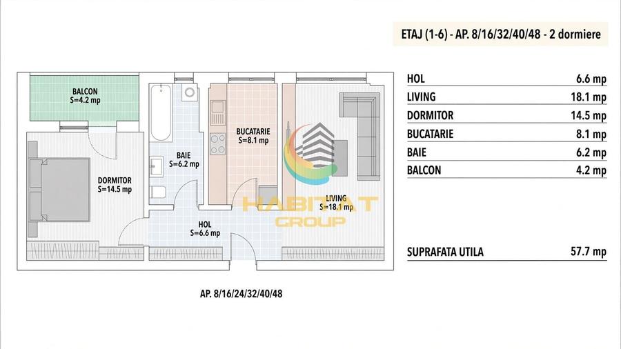 Vanzare Apartament 2 camere 57.70 mp - Berceni / Grand Arena / Dealul - 2