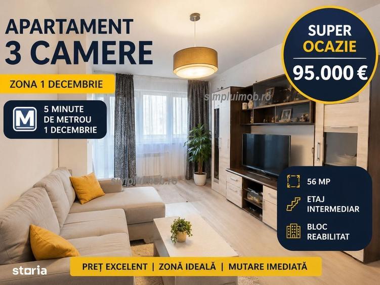 Decomandat 3 Camere Necesita Renovare Metrou 1 Decembrie 1918 - 1