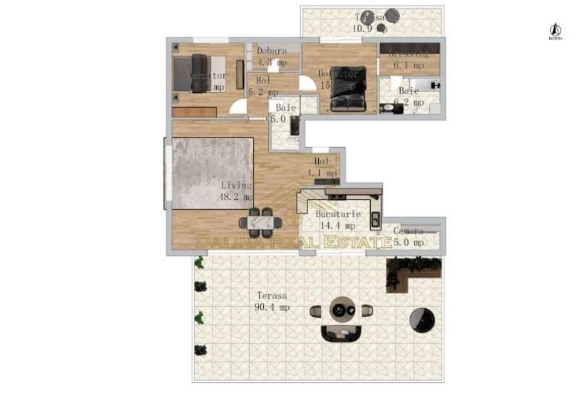 Apartament - 3 Camere, Terasa 87.2 Mp, 223.5 Mp Total - 4