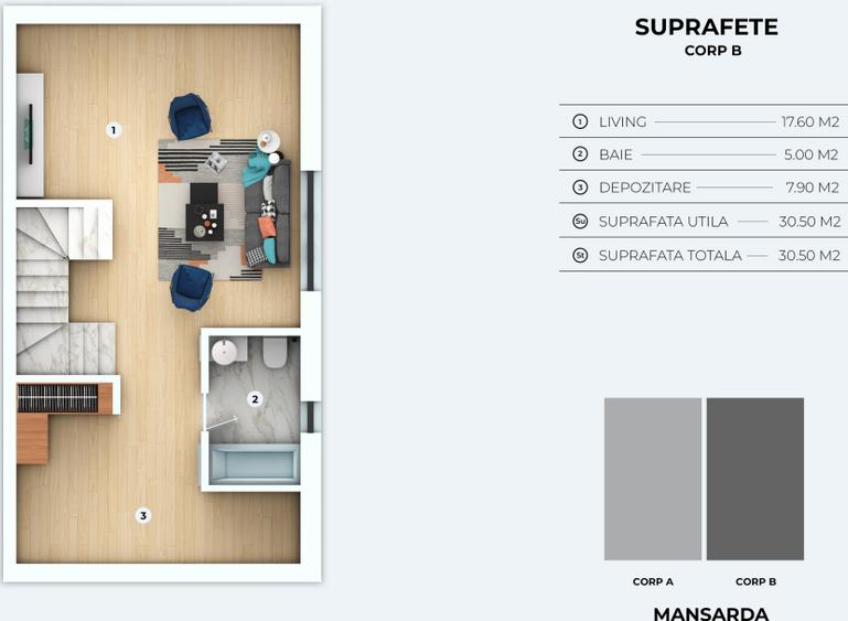 Duplex cu 4 camere cu Canalizare în Otopeni