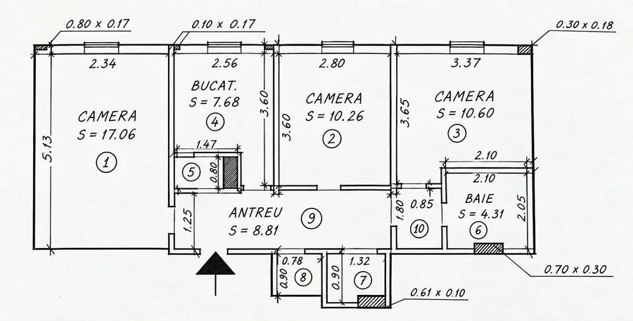 Apartament cu 3 camere decomandat în Mărăști
