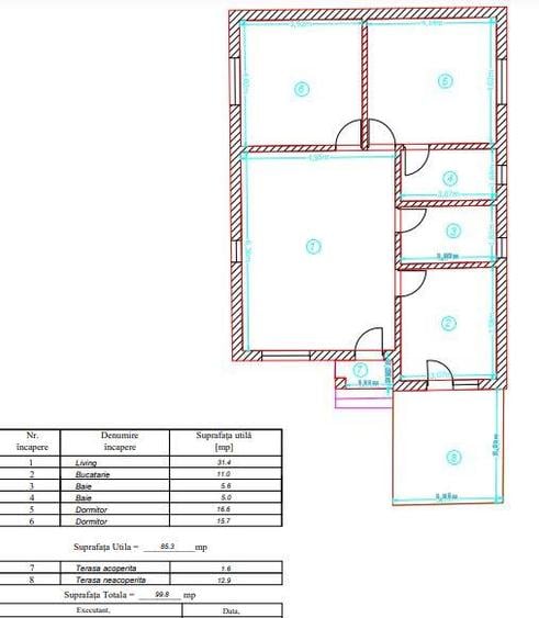 Casă individuală cu 3 camere cu Teren 320 Mp în Central