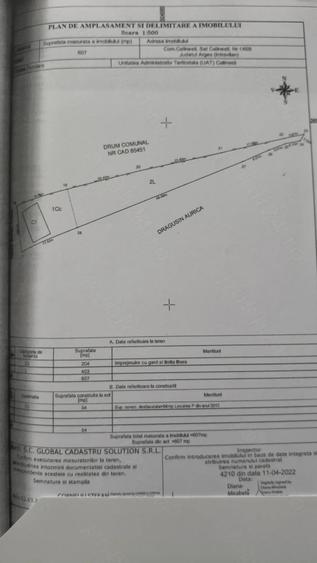 Teren de 604 mp, în Călinești