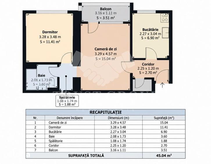 Apartament cu 2 camere semidecomandat, mobilat în Pajura