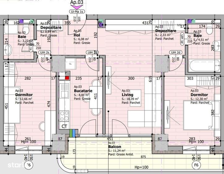 Apartament cu 3 camere în Faleză