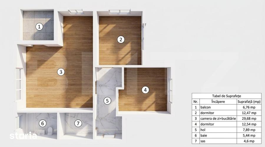 Apartament cu 3 camere decomandat în Central