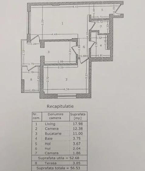 Apartament cu 2 camere semidecomandat în Lujerului