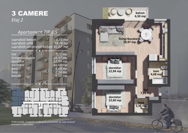 Apartament cu 3 camere decomandat în Brâncoveanu — fotografia 3