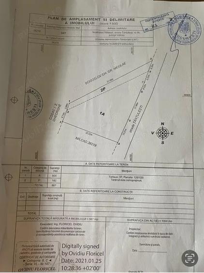 Teren de 996 mp, în Vlădești