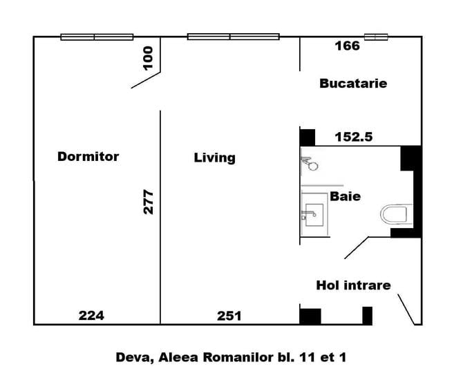 Apartament cu 2 camere semidecomandat în Dacia