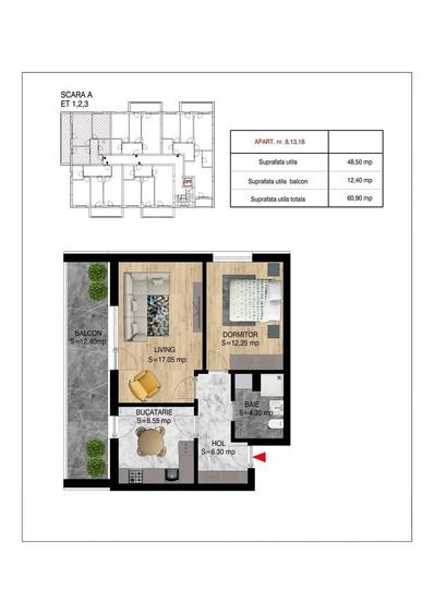 Apartament cu 3 camere în Theodor Pallady