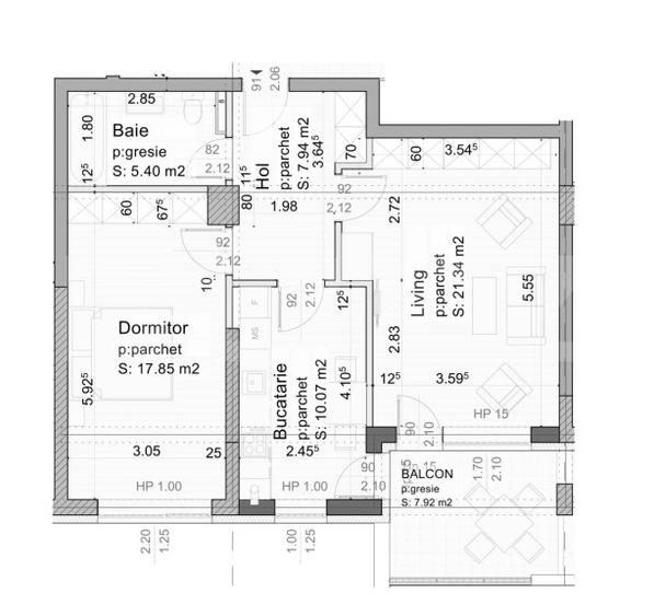 Apartament 2 camere, spatios 53 mp + balcon 4 mp, zona Tractorul - 6