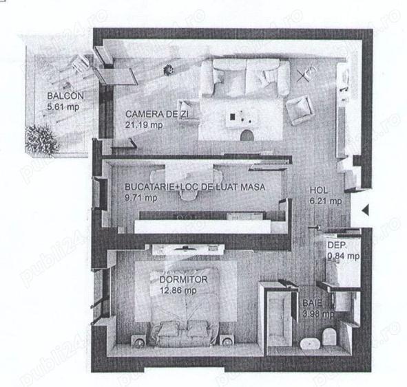 Apartament cu 2 camere decomandat, mobilat în Văcăresti
