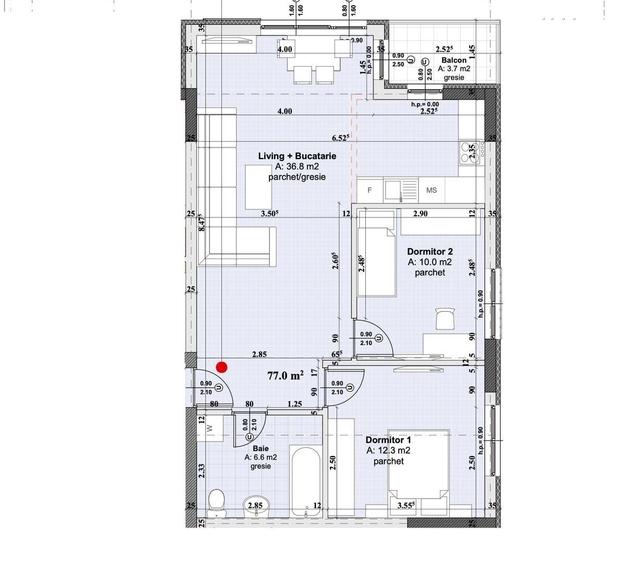 Apartament cu 3 camere decomandat în Sud