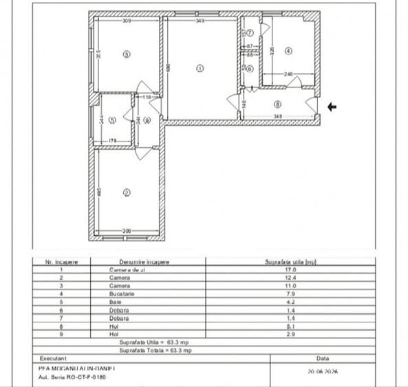 De vanzare apartament 3 camere, parter, zona centrala, Cons - 9