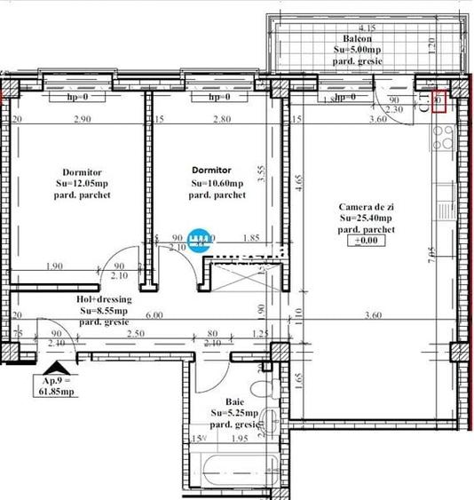 Apartament cu 3 camere decomandat în Vișan