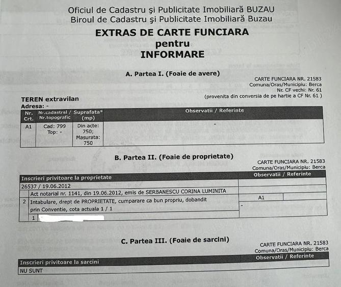 Teren de 750 mp, în Pleșești (Berca)