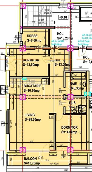 Apartament cu 3 camere decomandat în Central