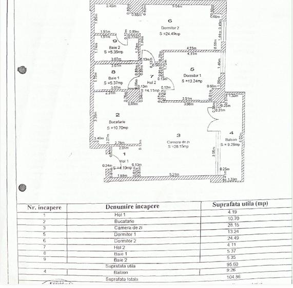 Apartament cu 3 camere, mobilat în Central
