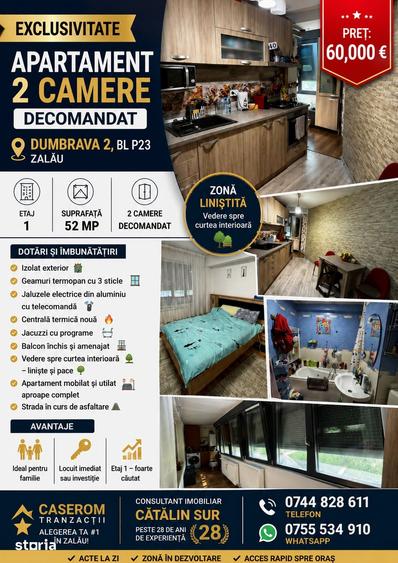 Apartament cu 2 camere decomandat în Dumbrava 2