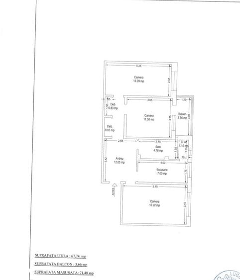 Apartament cu 3 camere decomandat în Sud