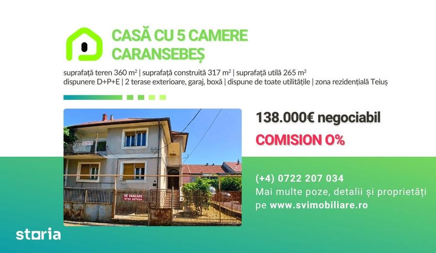 Casă cu 5 camere cu Teren 360 Mp în Caransebeș