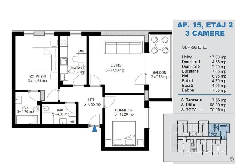 Apartament cu 3 camere decomandat în Theodor Pallady